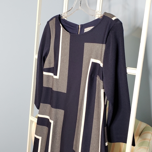 Danny & Nicole 3/4 Sleeve Shift Geometric Colorblock Mod Office Business Petite - Picture 7 of 15